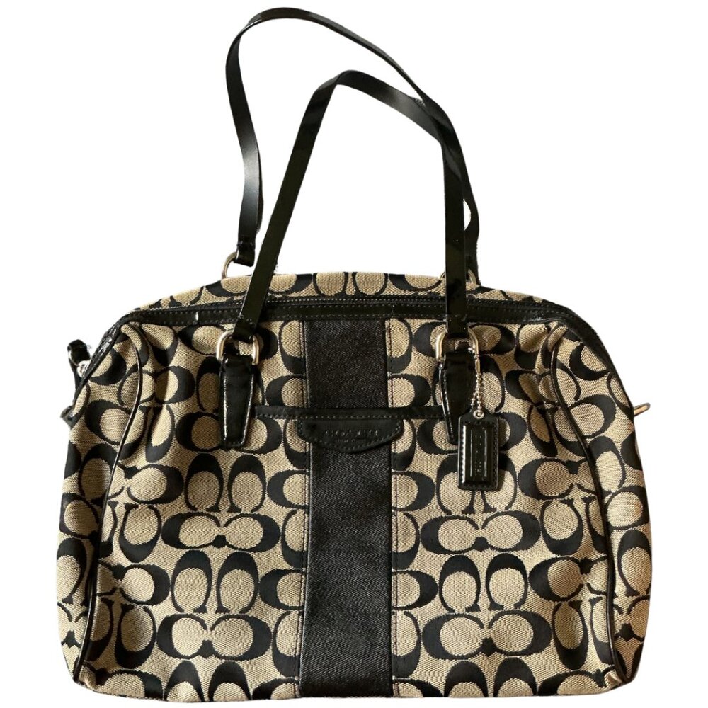 COACH 2014 Signature Stripe Nancy Satchel Crossbody Bag